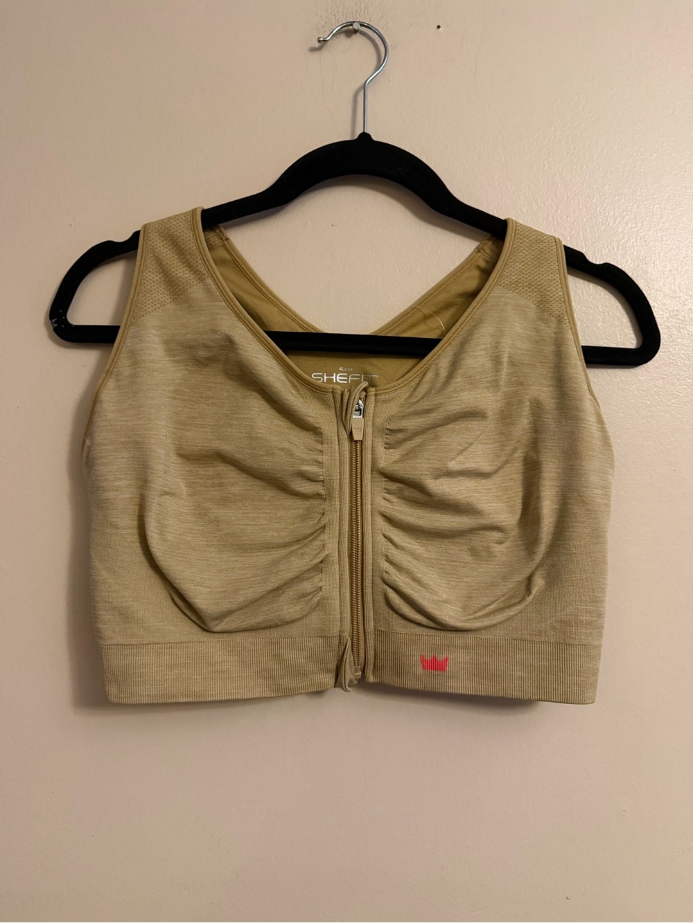 SHEFIT Front-Zip High-Support Bodysuit Bra - Tan